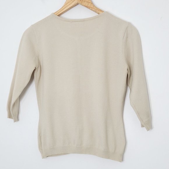 Gloria Vanderbilt Cream Beige Knit Cardigan Sweater Top Button Front Y2K Small - Picture 6 of 8